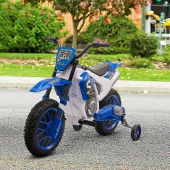 Aosom 12V Motorcycle Dirt Bike Electric Ride On W/ Training Wheels Blue
