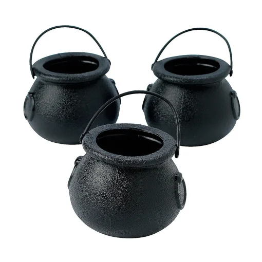 Black Cauldron Bpa-Free Plastic Candy Buckets - 12 Pc.