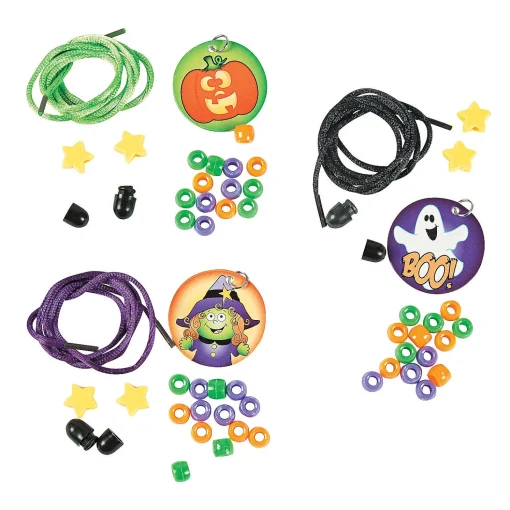 Bulk Halloween Beaded Necklace Craft Kit - Makes 50