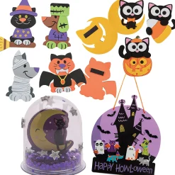 Bulk Halloween Howl-O-Ween Is Purrr-Fect Craft Kit Assortment - Makes 48