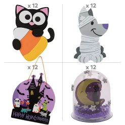Bulk Halloween Howl-O-Ween Is Purrr-Fect Craft Kit Assortment - Makes 48