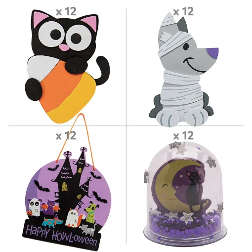 Bulk Halloween Howl-O-Ween Is Purrr-Fect Craft Kit Assortment - Makes 48