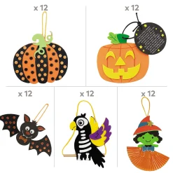 Bulk Halloween Ornament Craft Kit Assortment - Makes 60