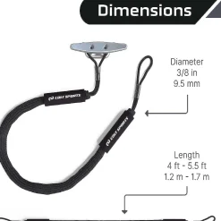 Colt Sports 2 Pack Bungee Dock Lines Mooring Rope For Boats - Black 5 Feet - Marine Rope, Elastic Boat, Jet Ski, And Dock Line With Secure Stainless Steel Hooks