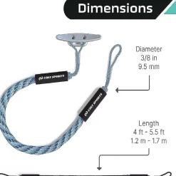Colt Sports 2 Pack Bungee Dock Lines Mooring Rope For Boats - Blue, White And Black 7 Feet - Marine Rope, Elastic Boat, Jet Ski Secure Stainless Steel Hooks