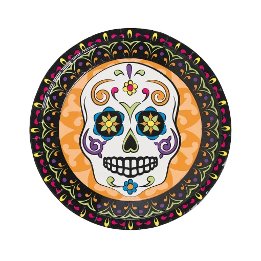 Day Of The Dead Party Sugar Skull Paper Dinner Plates - 8 Ct.