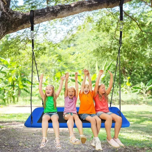 Goplus 700Lb Giant 60'' Platform Tree Swing Outdoor W/ 2 Hanging Straps Blue