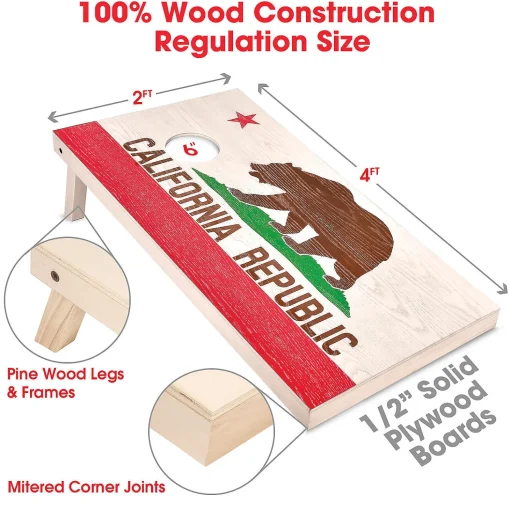 Gosports California Flag Regulation Size Wooden Cornhole Set
