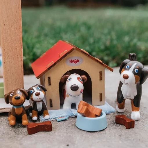 Haba Little Friends Puppies Includes 2 Pups Blanket Basket 3 Frisbees