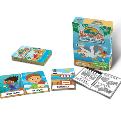 Masterpieces Licensed Kids Games - Beach Life - Seagull Poop Card Game For Kids & Family