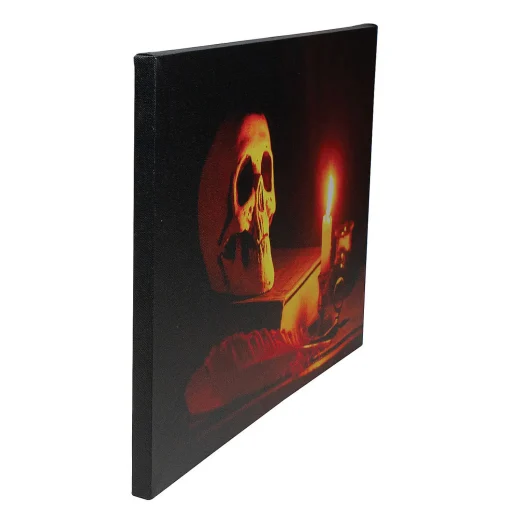 Northlight Black And Orange Led Lighted Skull Halloween Wall Art 12" X 15.75"