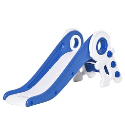 Qaba Folding Kids Slide Activity Freestanding Climber For Ages 1 3 Years Indoor And Outdoor Exercise Playset Toy Center With Cartoon Astronaut Shape Blue