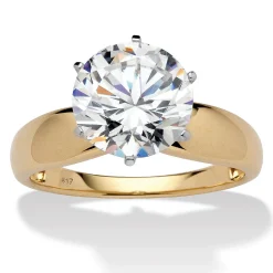 3.50 Tcw Round Cubic Zirconia 10K Yellow Gold Solitaire Bridal Engagement Ring-Size 9
