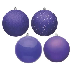 Vickerman Shatterproof 2.75" Purple 4-Finish Ball Christmas Ornament, 20 Per Box