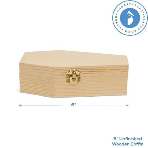 Woodpeckers Crafts, Diy Unfinished Wood 6" Coffin, Pack Of 12