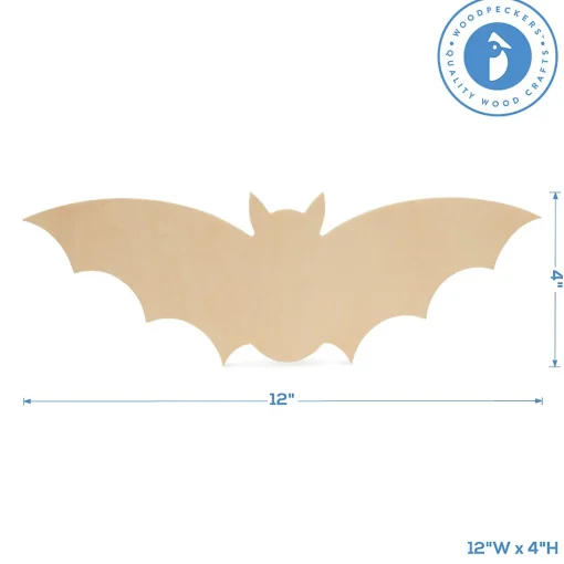 Woodpeckers Crafts, Diy Unfinished Wood 12" Bat Cutout, Pack Of 25