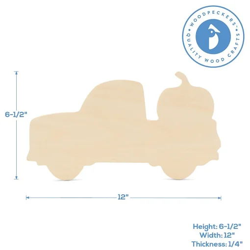 Woodpeckers Crafts, Diy Unfinished Wood 12" Pumpkin Truck Cutout Pack Of 3
