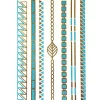 Wrapables Large Metallic Gold Silver And Black Body Art Temporary Tattoos, Geo-Leaf Bands