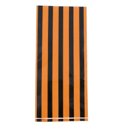 5" X 11" Black & Orange Striped Cellophane Treat Bags - 12 Pc.