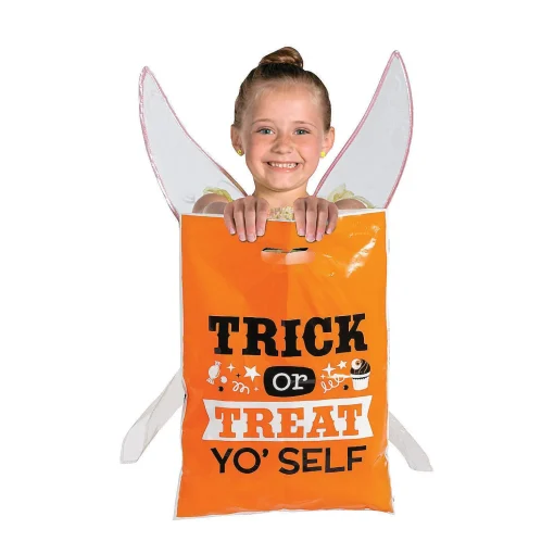 12-1/2" X 17" Bulk 50 Pc. Halloween Funny Sayings Trick-Or-Treat Plastic Goody Bags