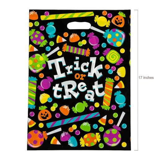12 1/2" X 17" Bulk 50 Pc. Large Sweet Halloween Trick-Or-Treat Plastic Goody Bags