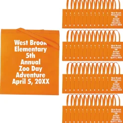 15" X 17" Bulk 144 Pc. Personalized Large Orange Nonwoven Tote Bags