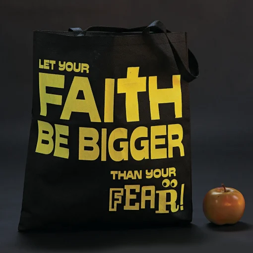 15" X 17" Large Nonwoven Glow-In-The-Dark Faith Over Fear Tote Bags - 12 Pc.