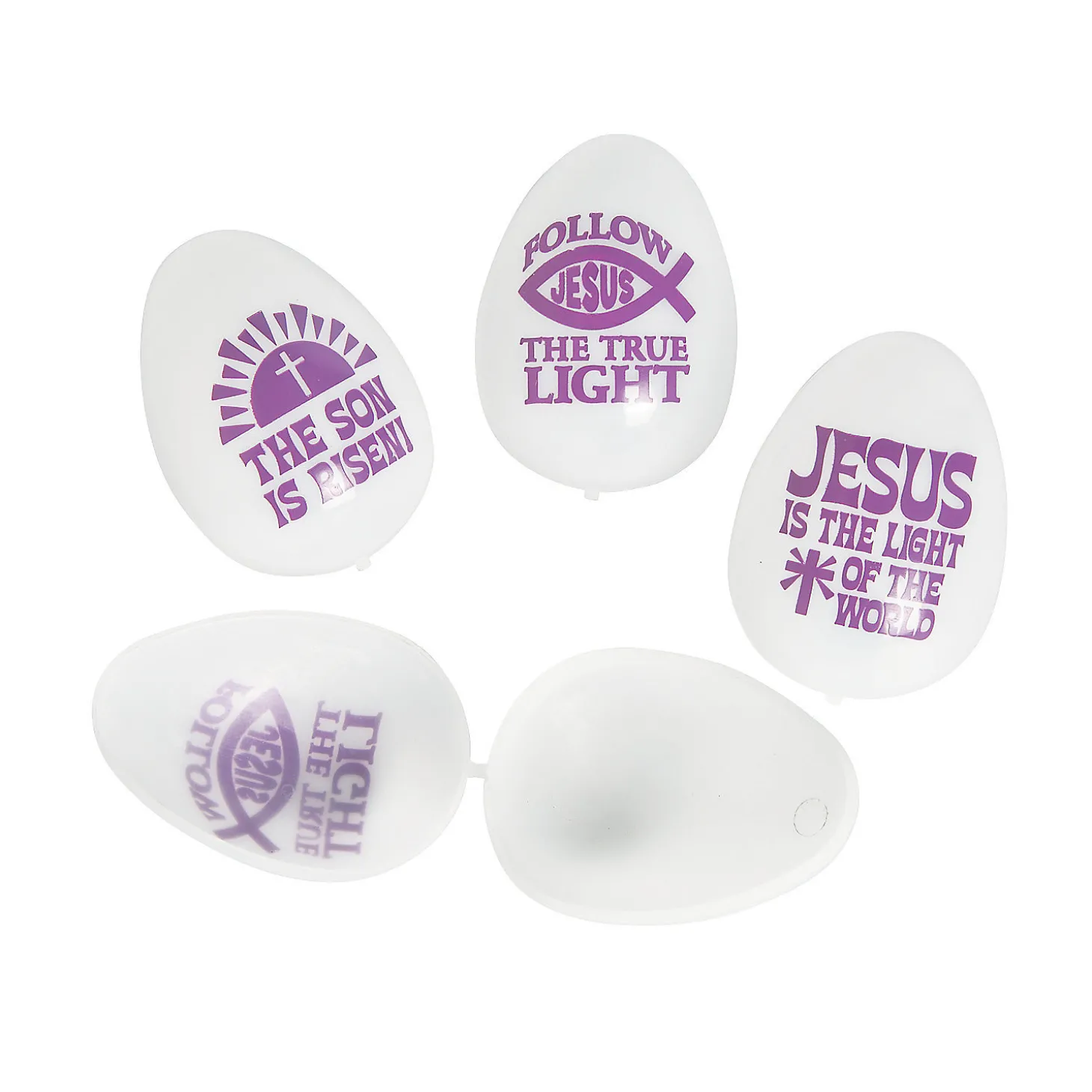 2 1/2" Bulk 72 Pc. Jesus Is The Light Glow-In-The-Dark Plastic Easter Eggs