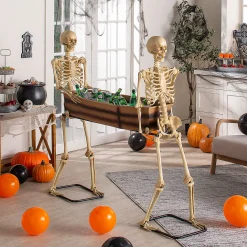 68 " X 17 1/2" Poseable Skeletons Carrying Coffin Halloween Decoration