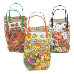 9 1/2" X 5 1/4" X 12" Medium Halloween Pattern Plastic Goody Bags - 36 Pc.