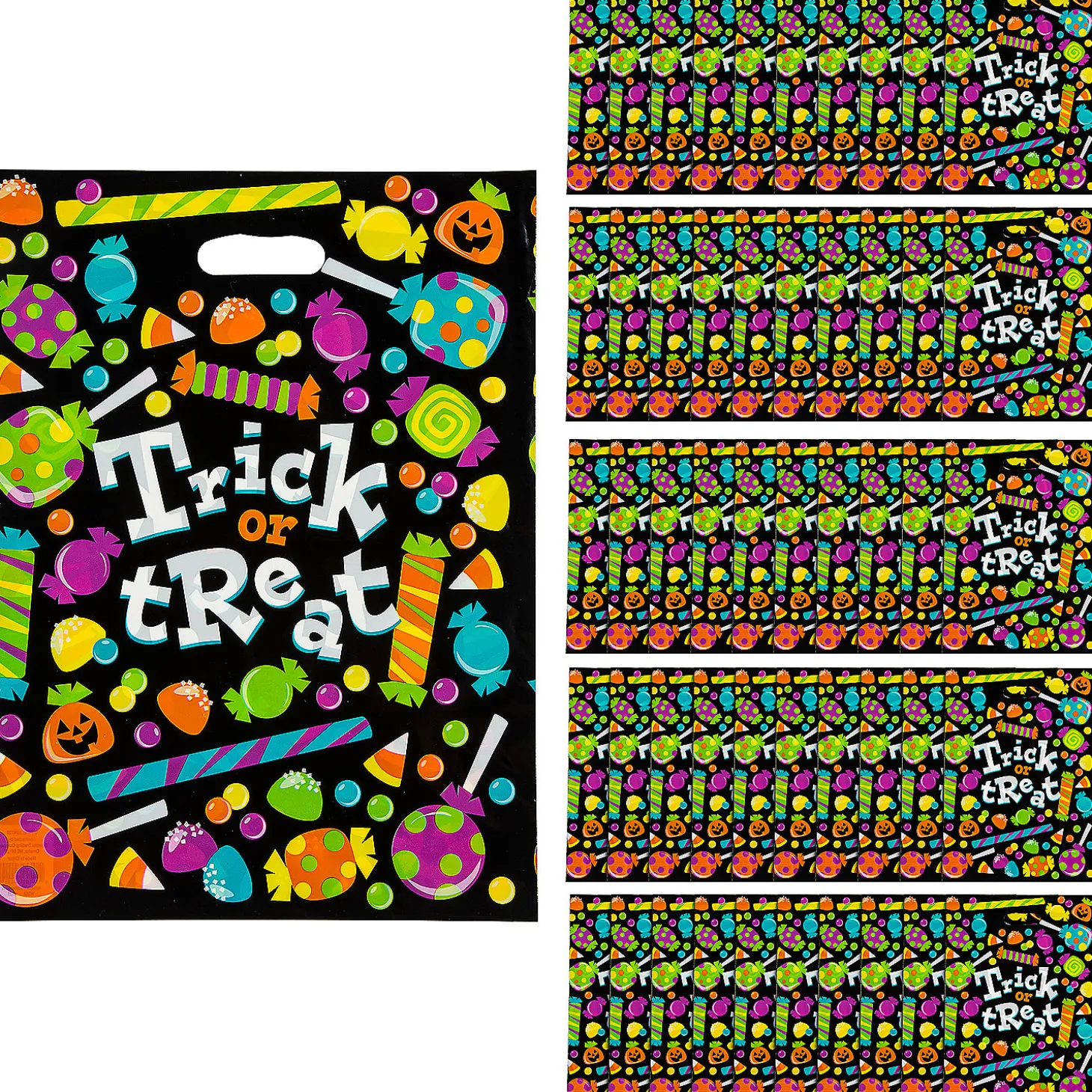 12 1/2" X 17" Bulk 50 Pc. Large Sweet Halloween Trick-Or-Treat Plastic Goody Bags