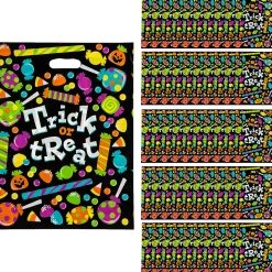 12 1/2" X 17" Bulk 50 Pc. Large Sweet Halloween Trick-Or-Treat Plastic Goody Bags