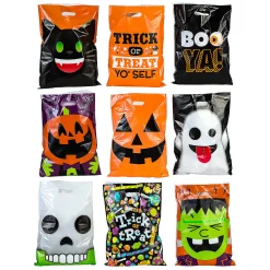 12 1/2" X 17" Bulk 250 Pc. Medium Halloween Trick-Or-Treat Plastic Goody Bag Assortment