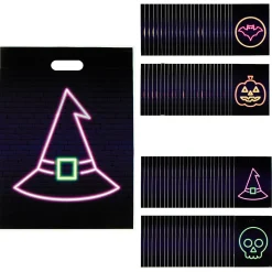 12 1/2" X 17" Bulk 100 Pc. Neon Halloween Plastic Goody Bags