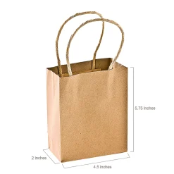 4 1/2" X 2" X 5 3/4" Small Brown Kraft Paper Gift Bags - 12 Pc.