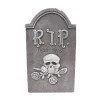 19" Gravestone Rip Skull Rose Decoration