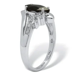 .12 Tcw Onyx And Cz Platinum-Plated Ring