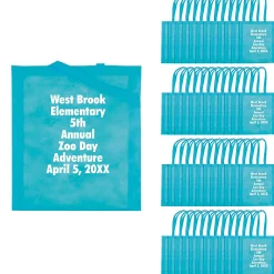 15 X 17 Bulk 300 Pc. Personalized Large Light Blue Nonwoven Tote Bags