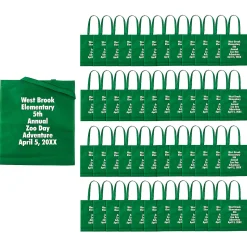 15" X 17" Bulk 144 Pc. Personalized Large Green Nonwoven Tote Bags