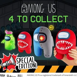 Among Us Red Impostor With Tongue Teeth Plush Huggable Plushie 10