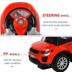 Aosom 3 In 1 Toddler Push Car W/Music Lights And Secure Bar 1-3Yr Red