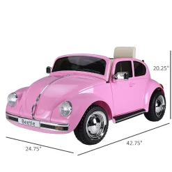 Aosom Licensed Volkswagen Beetle Electric Ride On Car 6V Battery Powered Remote Control 3-6Yrs Pink