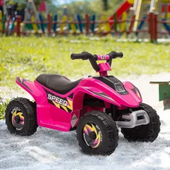 Aosom 6V Ride On Atv 4 Wheeler Electric Quad Vehicle W/Forward/ Reverse Switch 3-5Yrs Pink