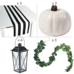 Black & White Halloween & Fall Wedding Centerpiece For 3 Tables