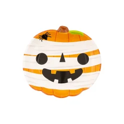 Boo Crew Halloween Party Pumpkin-Shaped Paper Dessert Plates - 8 Ct.
