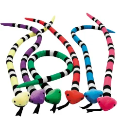 Bright Striped Stuffed Snakes - 12 Pc.