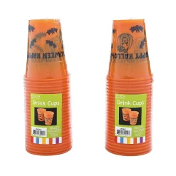 Bulk 50 Ct. Happy Halloween Pumpkin & Bats Plastic Cups