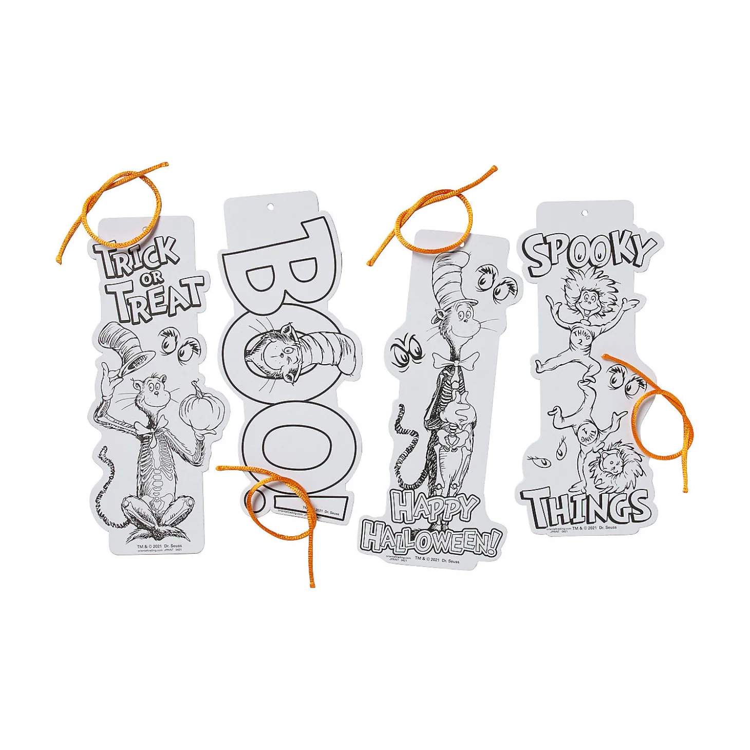 Bulk 48 Pc. Color Your Own Dr. Seuss™ The Cat In The Hat™ Halloween Bookmarks