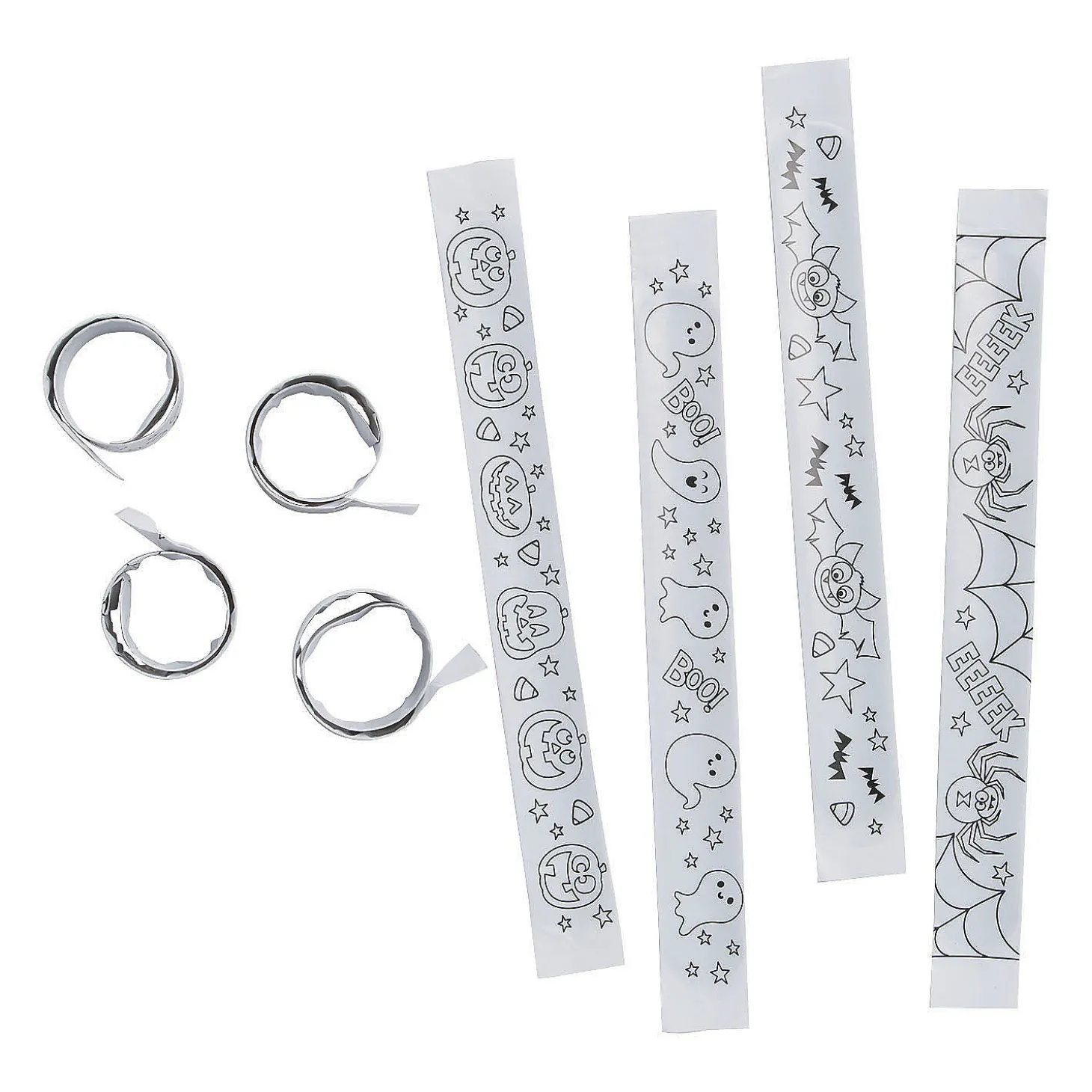 Bulk 48 Pc. Color Your Own Halloween Slap Bracelets