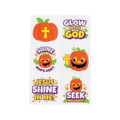 Bulk 72 Pc. Glow-In-The-Dark Christian Pumpkin Temporary Tattoos